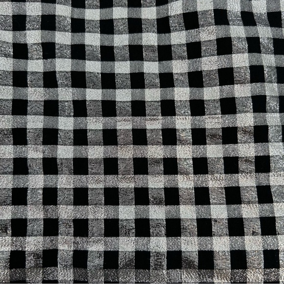 NWT J. Crew Factory Metallic Gingham Pull-On Mini Skirt Silver and Black Lurex - Picture 6 of 9